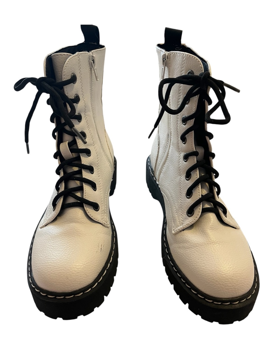 White Combat Boots